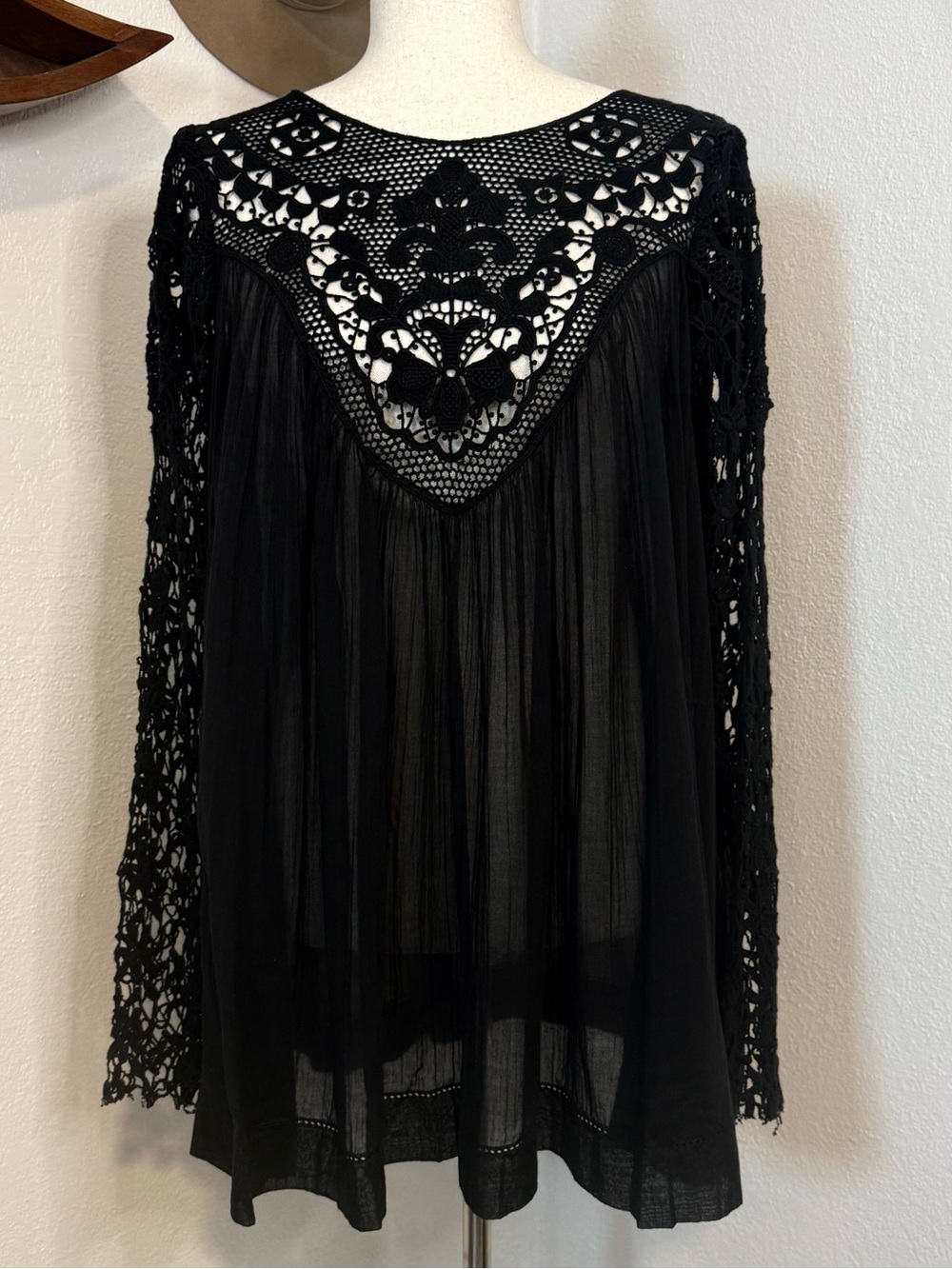 New Free People Vera crochet Lace top oversized XS $198